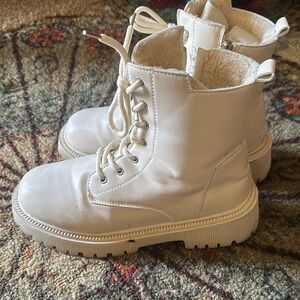 Stylish White Lace-Up Boots
